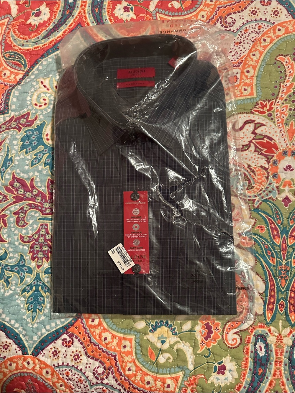 Men's Dark Gray Plaid Dress Shirt